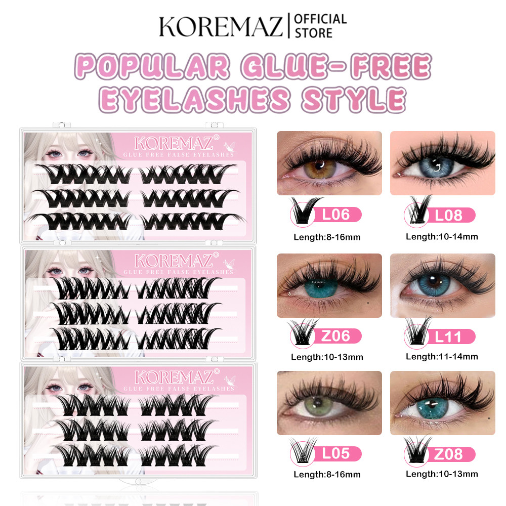 [จัดส่งภายใน 24 ชั่วโมง] KOREMAZ กาวฟรี Lashes ไม่จําเป็นต้องกาวต่อขนตาแบบใช้ซ้ําได้ใช้งานง่ายลบแต่งหน้าต่อขนตาเครื่องสําอาง
