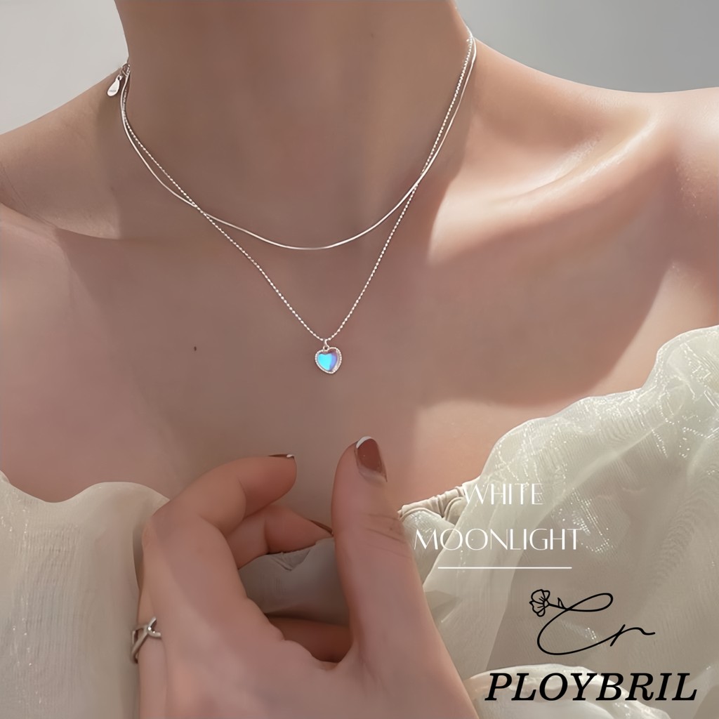 PLOYBRIL สร้อยคอเงินแท้ White Moonlight สร้อยพลอย สร้อยเงินแท้ สร้อยแฟชั่น สร้อยพลอย วาเลนไทน์ X063