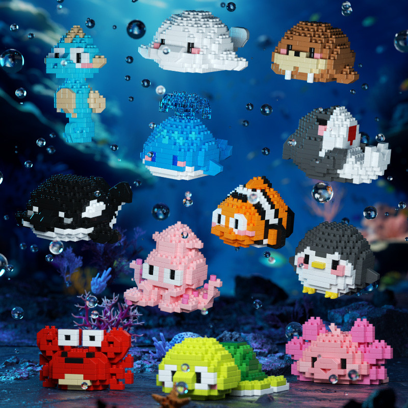 Penguin Sea Animals 3d Constructor Model Building Set Fish Mini Bricks Building Blocks ของเล่นสําหรับเด็กผู้หญิง 7 ถึง 10 ปีของขวัญ