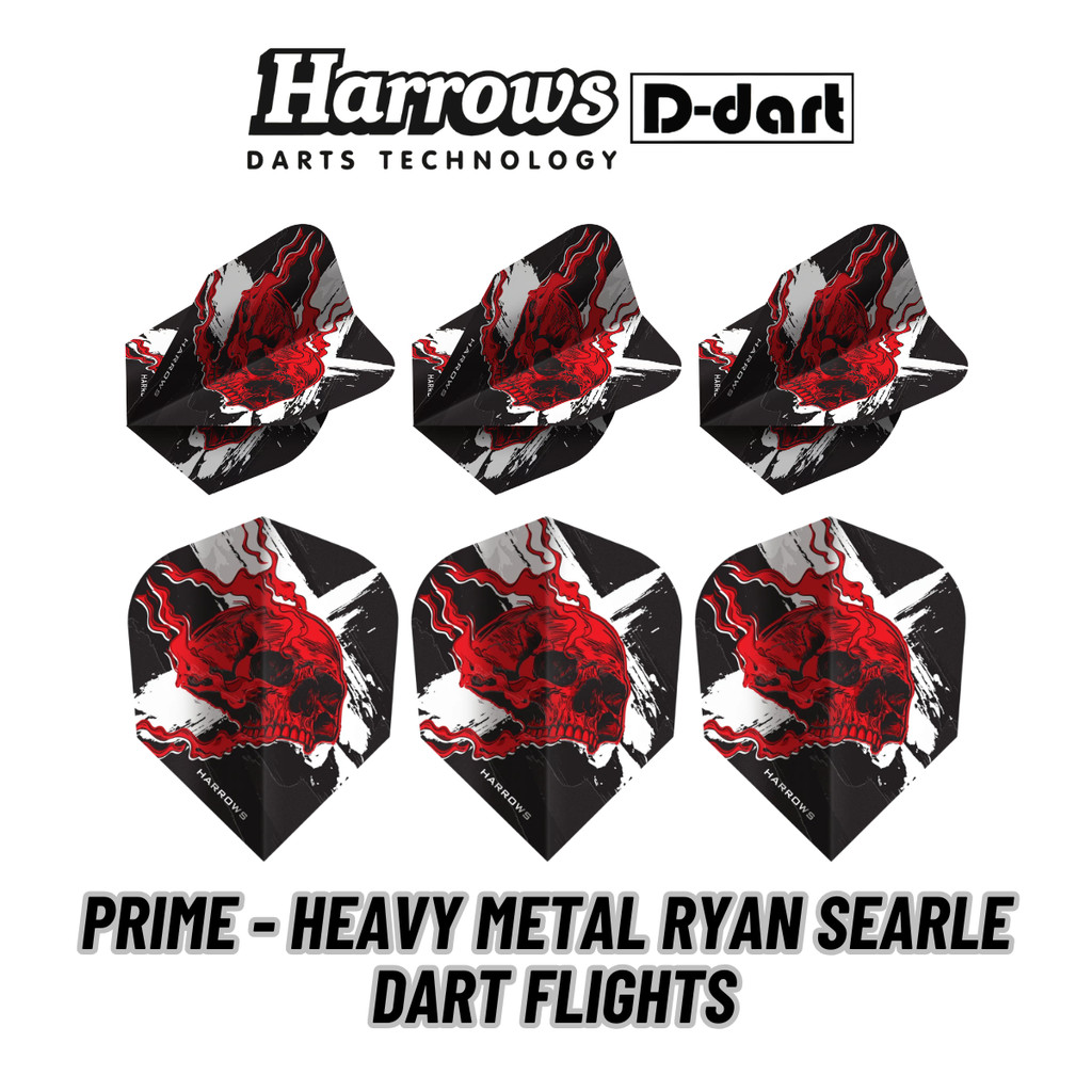 HARROWS DART FLIGHTS - STANDARD RYAN SEARLE HEAVY METAL 100 MICRON DART FLIGHTS (SAYAP ARROW)