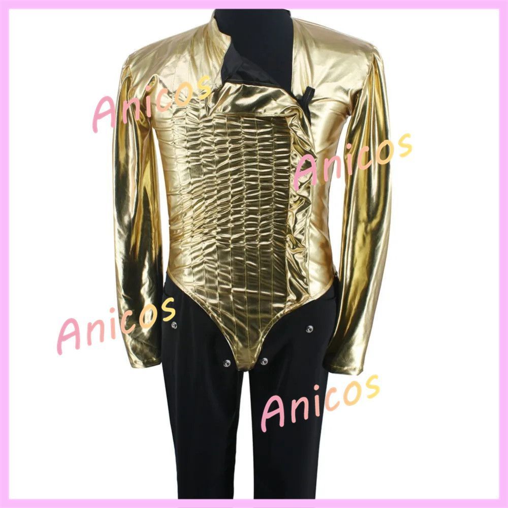 Michael Jackson Gold One Piece Jumpsuit คอสเพลย์บทบาทเล่นเครื่องแต่งกายสําหรับธีมฮาโลวีนปาร์ตี้คอสเพลย์ Convention Stage Performance