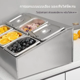 ส่งจากไทย! ถาดหลุมอาหารสแตนเลส แบบแถวเดี่ยว/แถวคู่ 4-6 ช่อง อ่างอาหาร 1/6 ทรงลึก 10 ซม. หนาพิเศษ พร้อมโครงรอง สำหรับบุฟเฟ่ต์และร้านอาหาร
