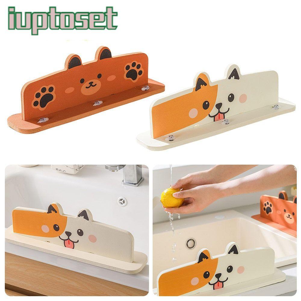 IUPTOSET Sink Baffle Splash Guard,การ์ตูนลูกสุนัขแผ่นแผ่นกั้นน้ํากันน้ํามัน,EVAพร้อมถ้วยดูดอ่างล้างจานสระว่ายน้ําอุปกรณ์ครัว