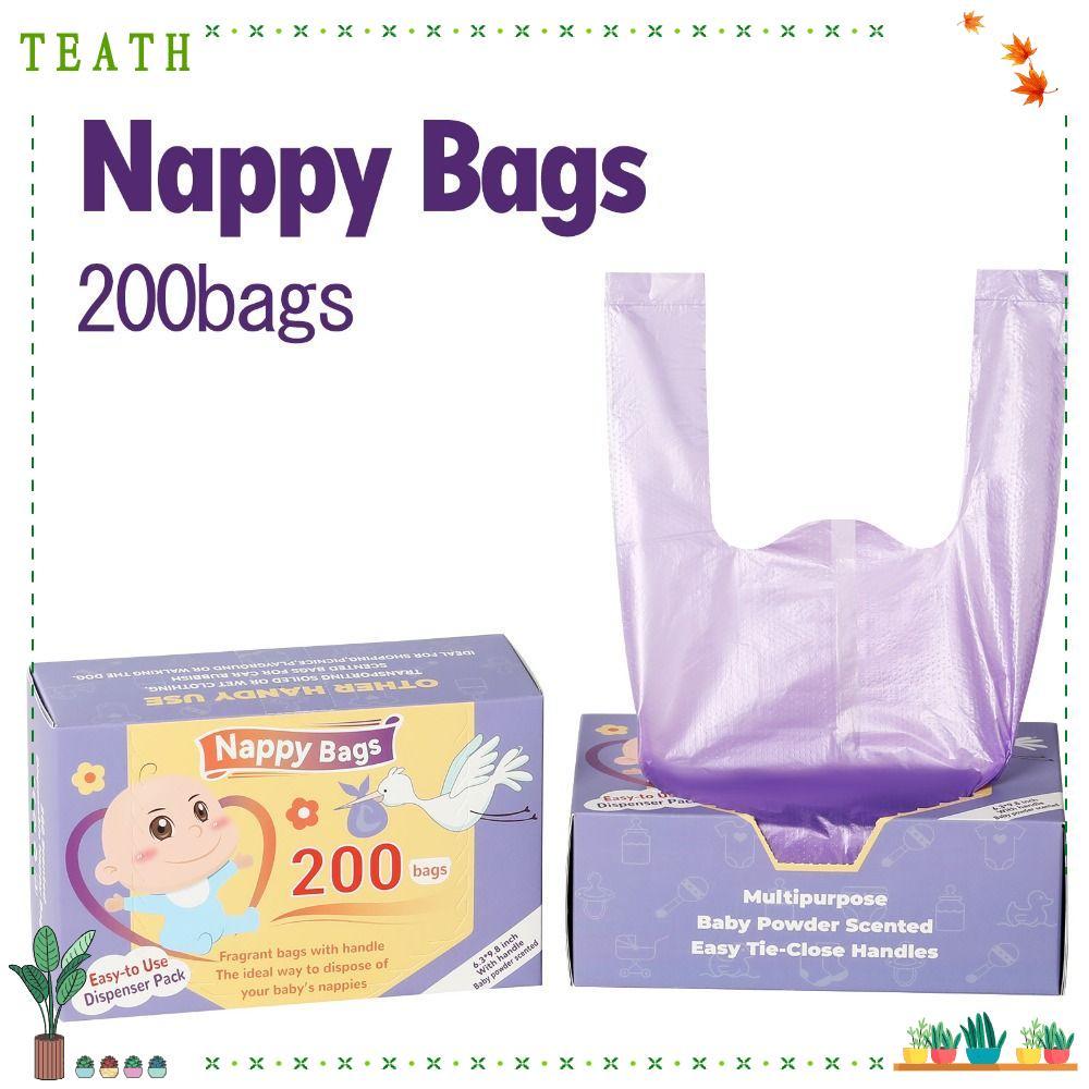 ชาธ 100/200ชิ้นถุงขยะแบบพกพา,หอมรั่วทิ้งถุงผ้าอ้อม,ถุงสุขอนามัยมัลติฟังก์ชั่ความจุขนาดใหญ่ถุงผ้าอ้อมแบบพกพาสําหรับผ้าอ้อมหรือผลิตภัณฑ์ผ