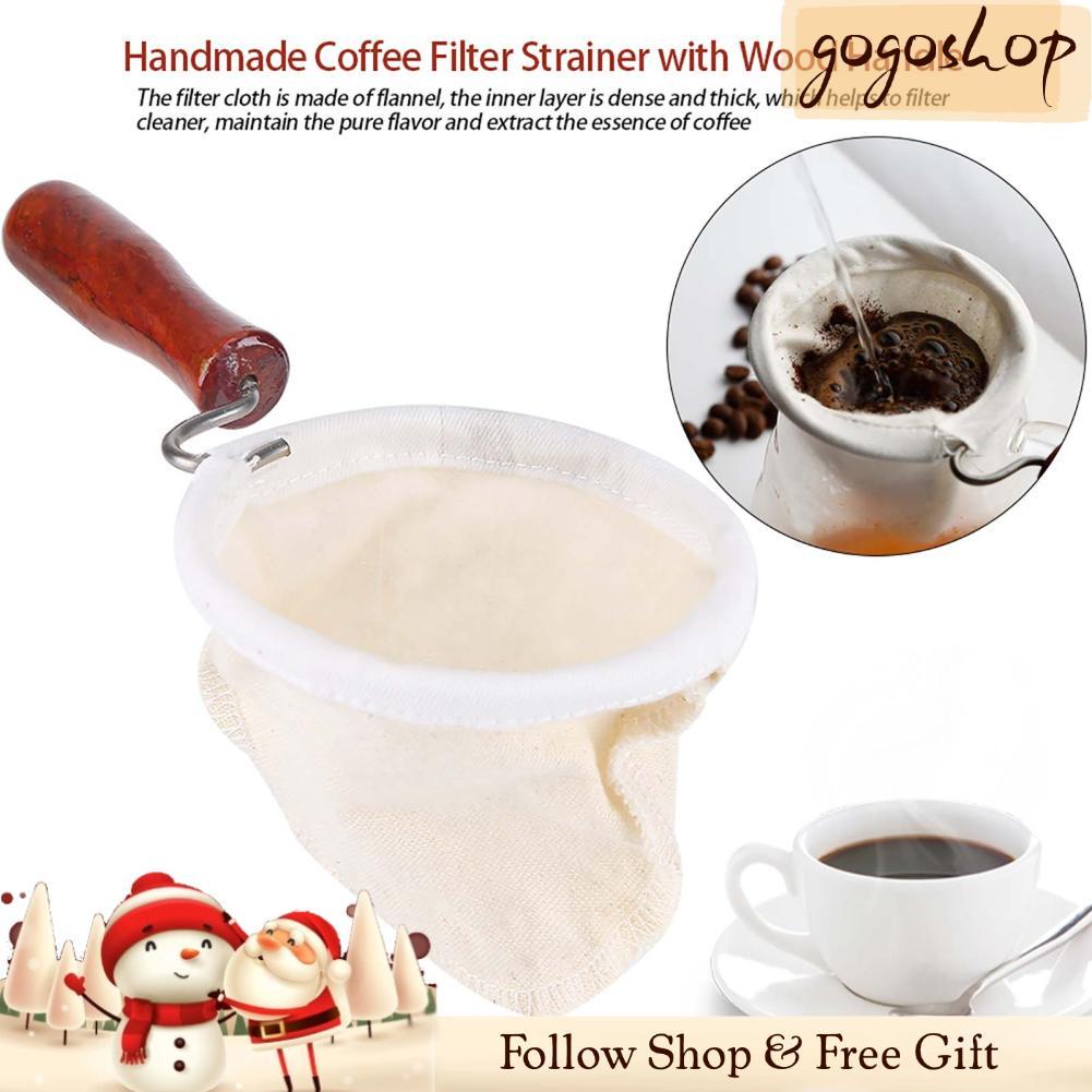 Gogoshopp Gogoshopp ถุงกรองกาแฟด้ามไม้สักหลาดแบบใช้ซ้ำได้และ (ขนาดเล็ก)