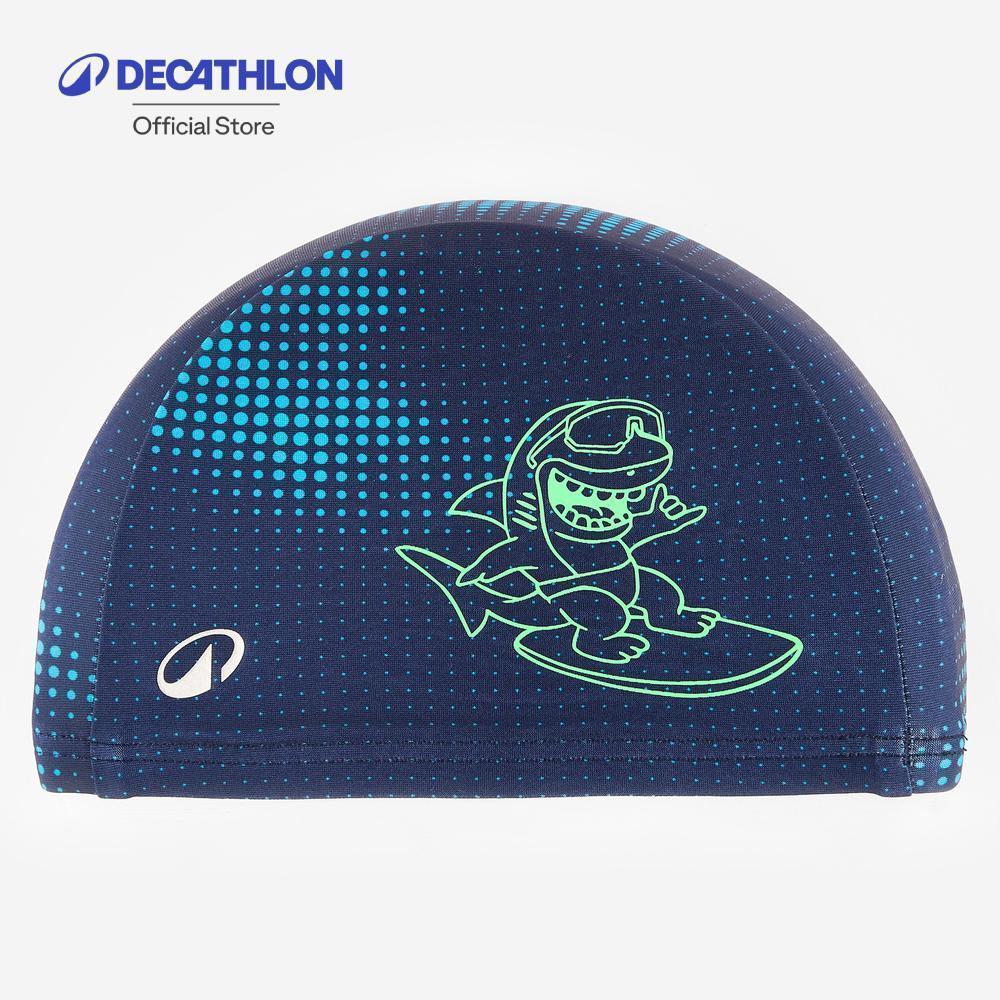 Decathlon Mesh Swim Cap - Printed Fabric - Size S หมวกว่ายน้ำผ้าตาข่ายพิมพ์ลาย ขนาด S - Turquoise