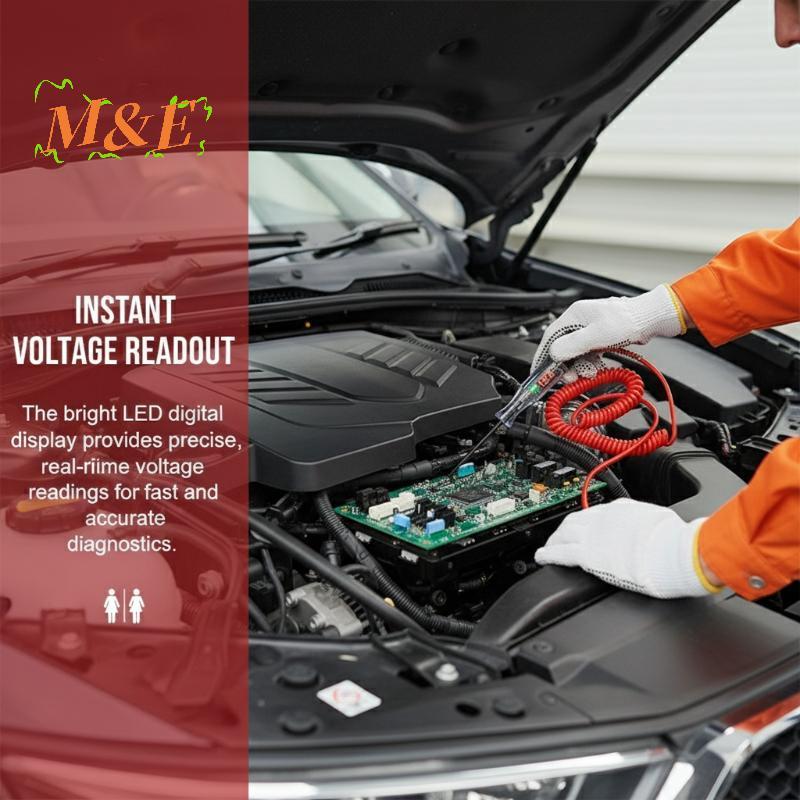 [M&E] 3V 120V เครื่องทดสอบวงจรปากกาดิจิตอลพร้อมหน้าจอ LCD เครื่องตรวจจับแรงดันไฟฟ้าโพรบยาวสําหรับรถยนต์และสายไฟในครัวเรือน Ches [ใหม่]