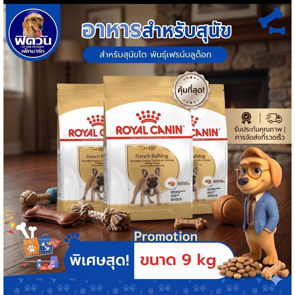 ROYAL CANIN French Bulldog Adult อาหารเม็ดสำหรับสุนัขโตพันธุ์เฟรนชบูลด็อก ขนาด 9 กิโลกรัม{อาหารสุนัขเม็ด}