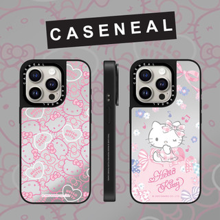 CASENEAL การ์ตูนสายสีชมพู Kitty cat กระจก face เคสโทรศัพท์สําหรับ iPhone 17 Pro Max 16 ProMax 15Pro 14 Plus 13 12 โทรศัพท์กันกระแทกขอบนุ่มฮาร์ดป้องกันกรณี