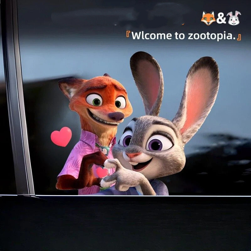 การ์ตูน Zootopia 2 รถตกแต่งสติกเกอร์น่ารักอะนิเมะกันน้ํารถสติกเกอร์ Scratch ครอบคลุมรูปลอก