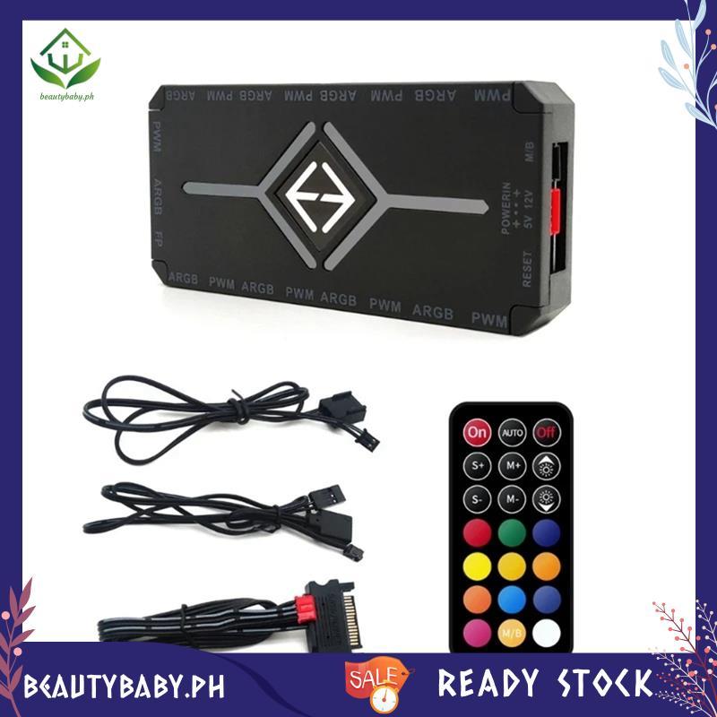 [beautybaby.ph] ARGB PWM Controller พัดลมระยะไกลไร้สาย Hub PWM ARGB Controller Hub Adapter คอมพิวเตอ