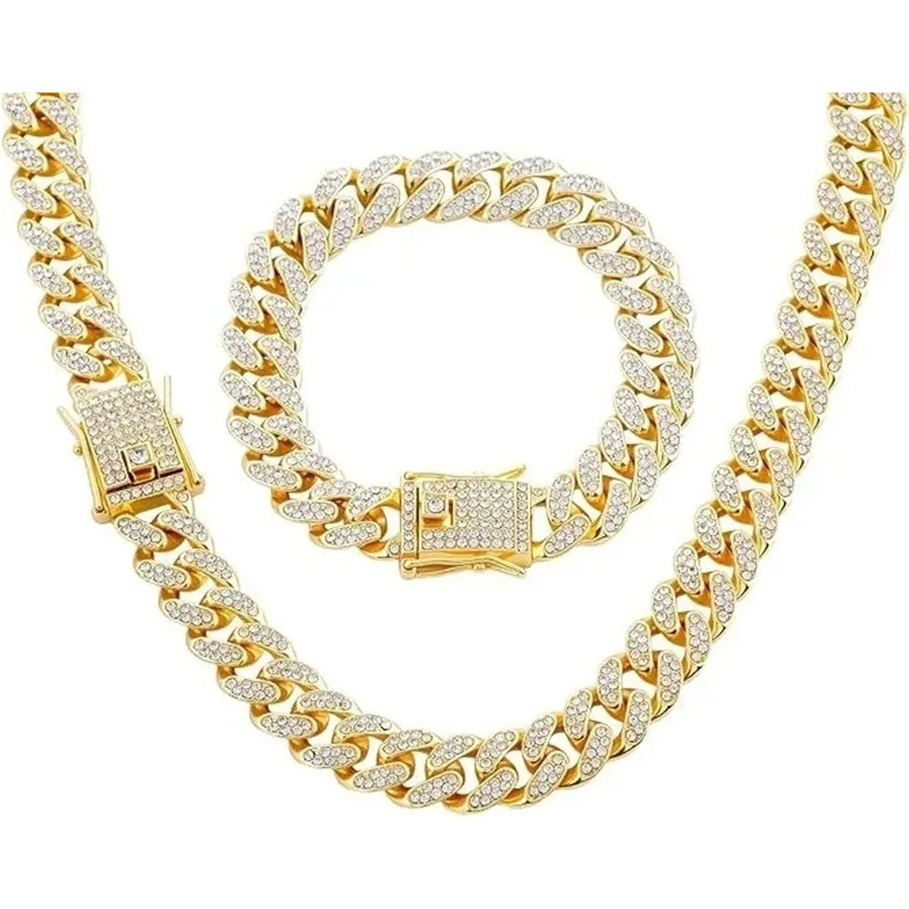 สร้อยคอผู้ชาย Zirconia โซ่คิวบา Iced Out Hip Hop