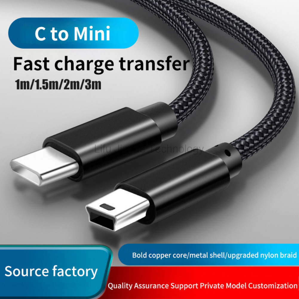 2A USB C ถึง Mini-USB อะแดปเตอร์ Thunderbolt 3 Mini USB Type C สําหรับ MacBook pro MP3 เครื่องเล่นกล้อง HDD Type-C ถึง Mini สาย