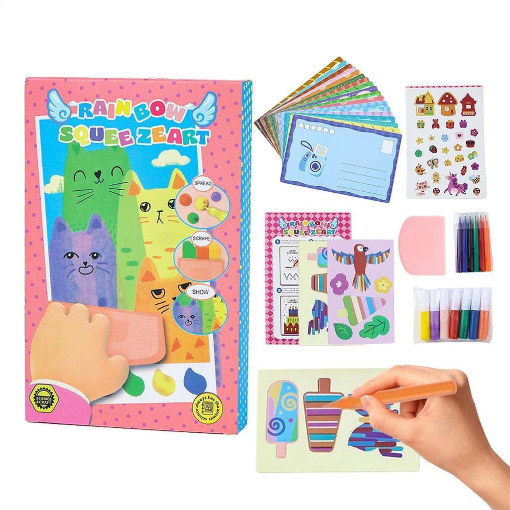 2026 อัพเกรด Magic Rainbow Scratch Art ชุดกระดาษ,เวอร์ชันภาษาอังกฤษ Creative Scratch Art ชุด, DIY โป