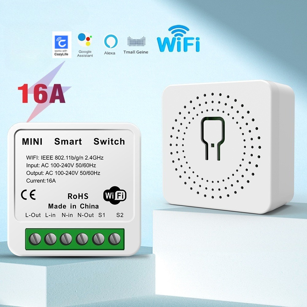 【การรับประกันจากผู้ผลิต】สวิตช์อัจฉริยะ Wifi 16A รองรับการควบคุมผ่านแอพ Cozy Life Alexa Google Asslstant Tmall Geine