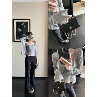 Dahong 💖 99391 เสื้อไหมพรม oversize เสื้อคลุมบาง เสื้อคลุมกันแดดแขนยาว ผ้านิ่มใส่สบาย