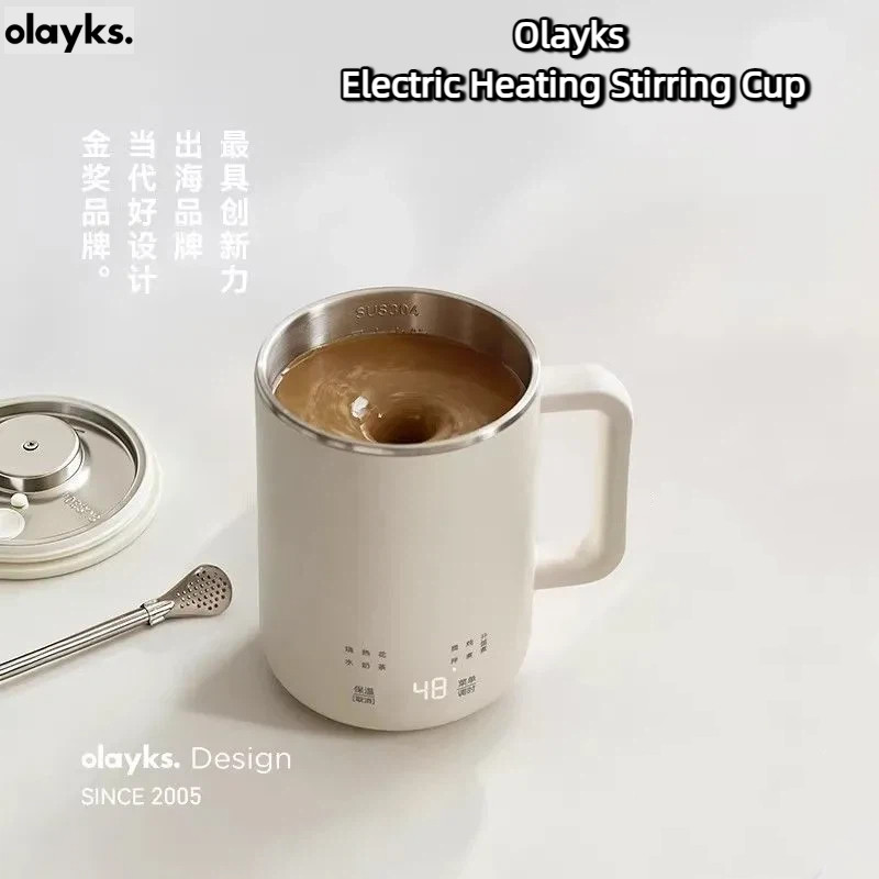 Olayks อยากจะเป็น เครื่องทําความร้อนไฟฟ้ากวนถ้วยต้มน้ําผัดแบบพกพาไฟฟ้าความร้อนถ้วยน้ําไฟฟ้ามัลติฟังก
