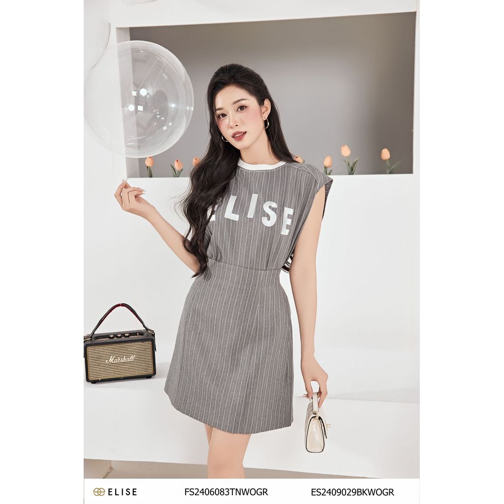 เสื้อกล้ามลายทางสีขาวปักลายคํา Elise ออกแบบโดย Elise FS2406083TNWOGR