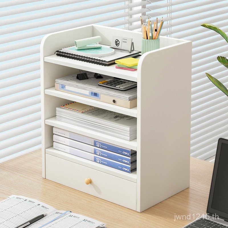 Multi-Layer Rack Storage Organizer Rack แฟ้มโต๊ะข้อมูลเดสก์ท็อปทํางาน Space Rack Office แฟ้ม Rack Ha