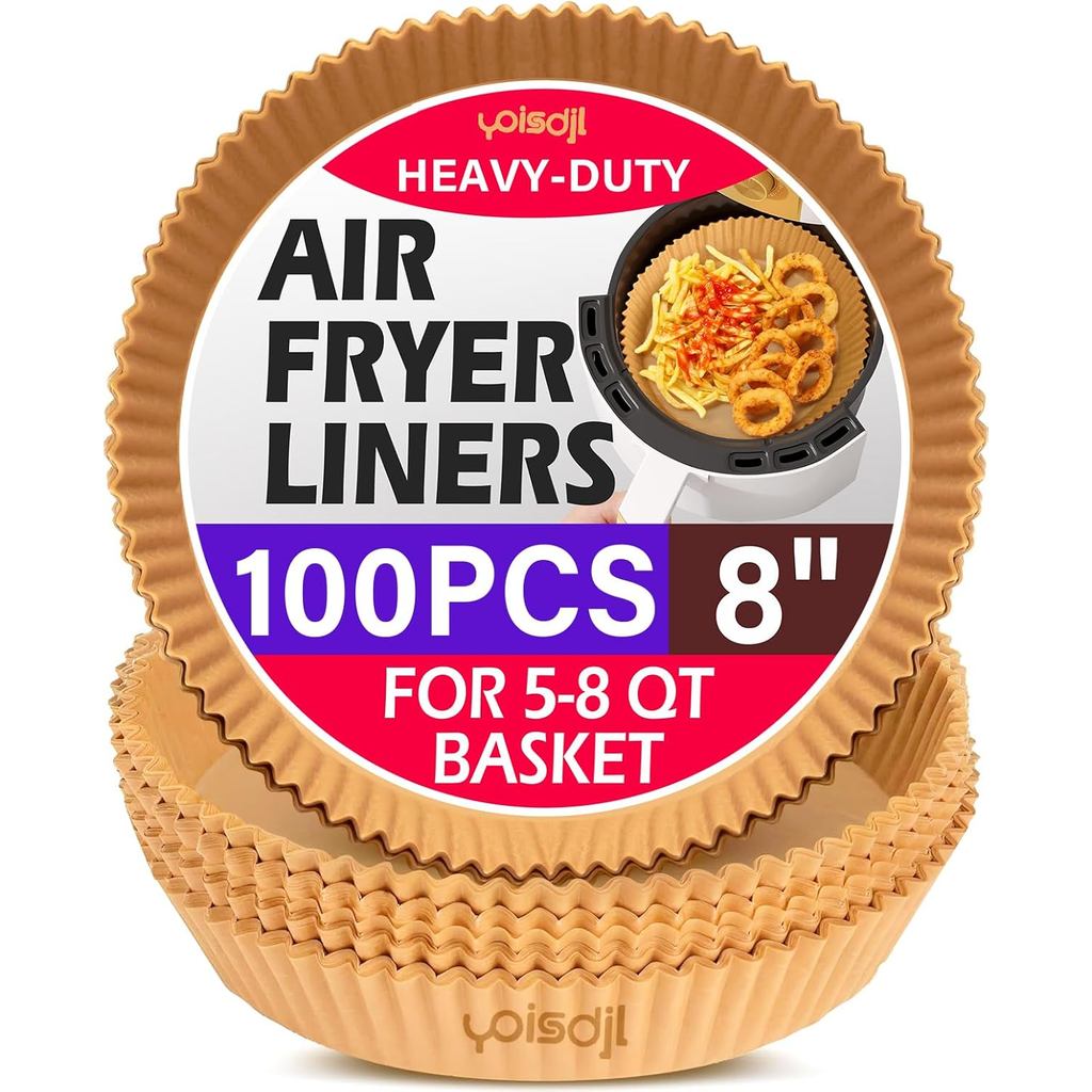 Air Fryer Liners ทิ้ง 100pcs Air Fryer Liners, Non-Stick น้ํามัน Air Fryer Parchment กระดาษ Liners, 