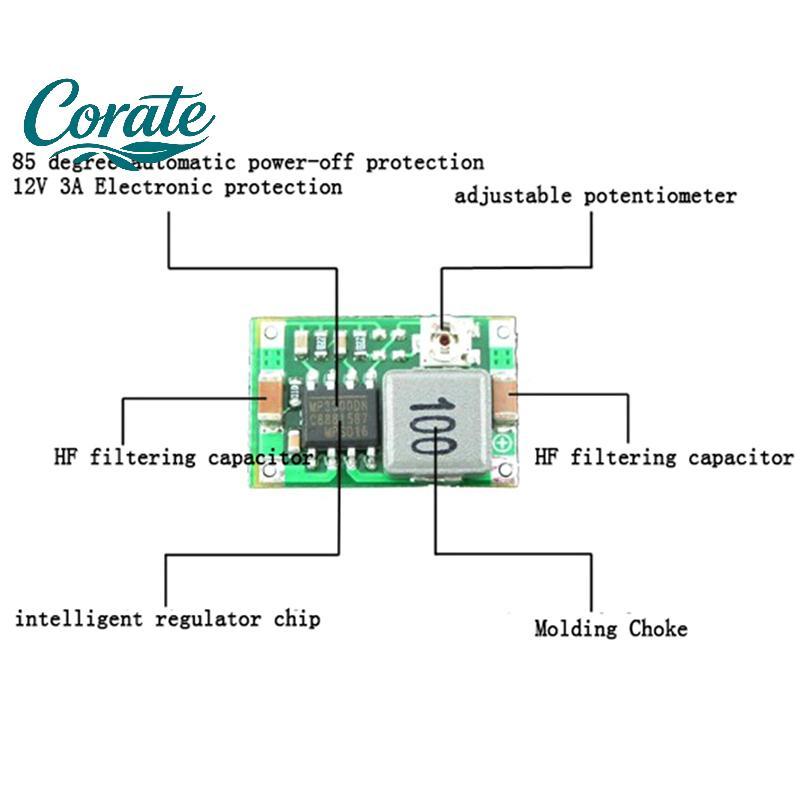 [Crate] 3A Mini DC-DC step down converter volt regulator 5V-23V ถึง 3.3V 6V 9V 12V
