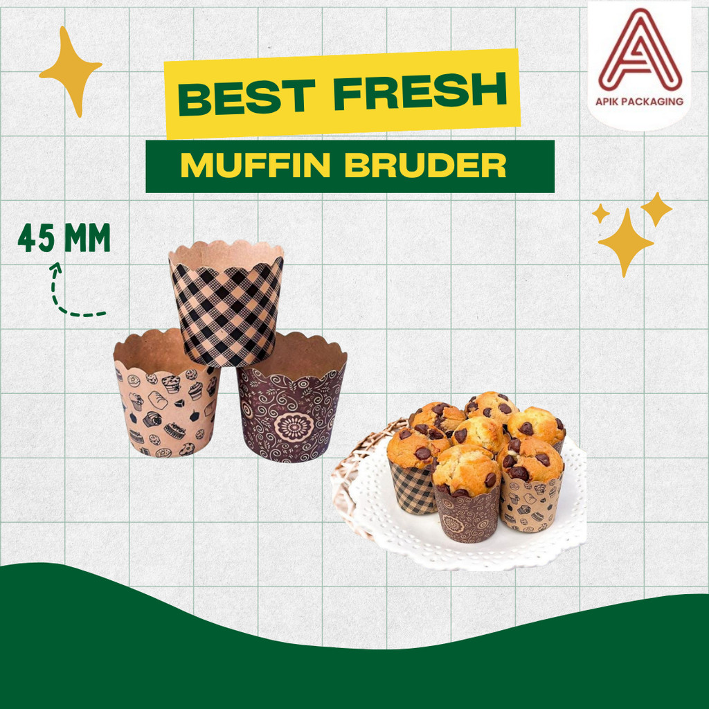 Bruder Muffin Cup 45mm - Batik / Square / Cake Motif Contents 50pcs / Best Fresh Cupcake Cake Paper