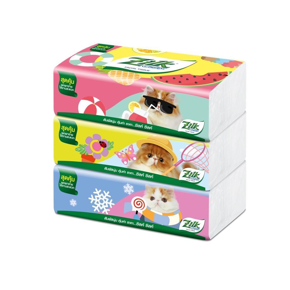 [สินค้าส่งด่วน] ซิลค์ กระดาษเช็ดหน้าซอฟแพค 195 แผ่น แพค4 ZILK SOFT PACK 195S P.4