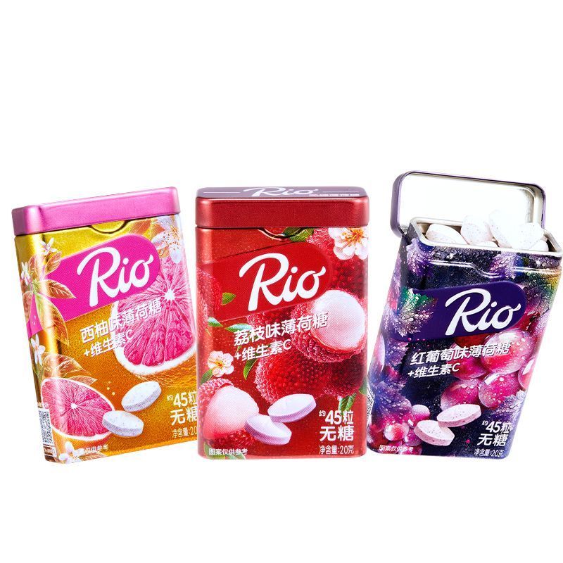 [Rio] Mint Candy Sugar-Free Lychee Flavour Candy Tin Box Fresh Breath Kiss Candy Casual Grape...2026