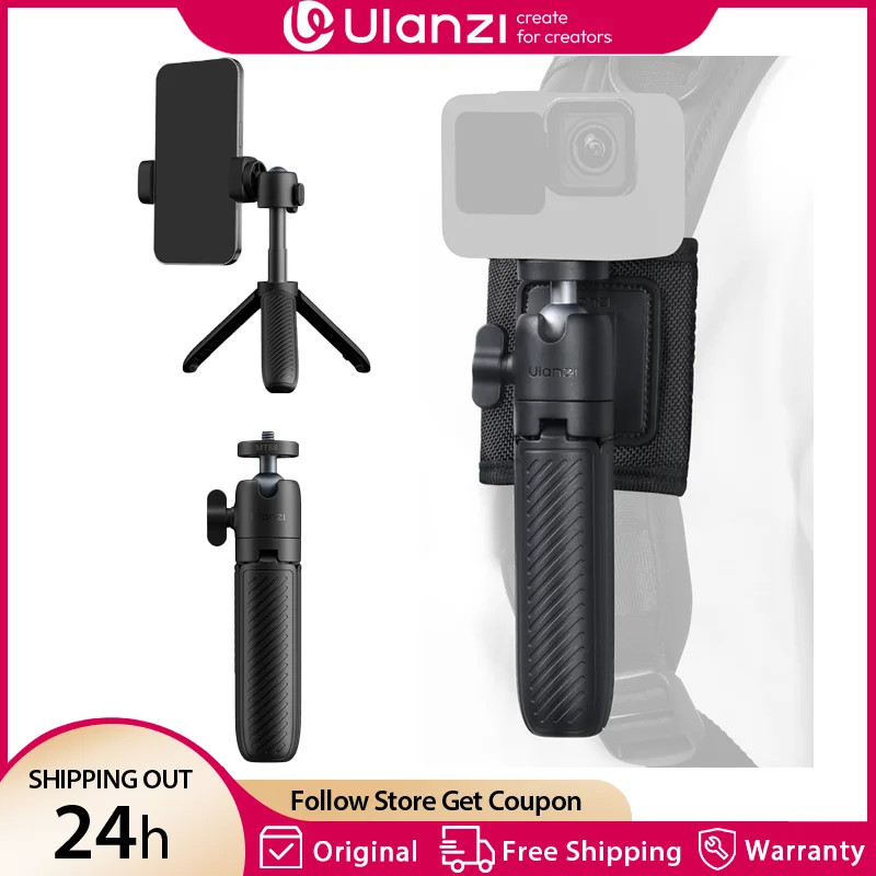 Ulanzi MT-88 แบบพกพา ClipMate ขาตั้งกล้อง Selfie Stick 1/4 สกรูกระเป๋าเป้สะพายหลังสําหรับกล้อง DSLR 
