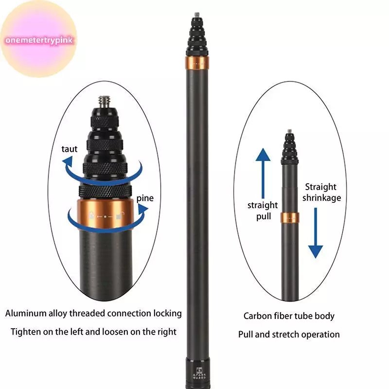ONEPINK 3M คาร์บอนไฟเบอร์ที่มองไม่เห็น Extended Edition Selfie Sti เสาขยายแบบปรับได้สําหรับ Insta360 กล้องพาโนรามา Action กล้อง thumbnail 8
