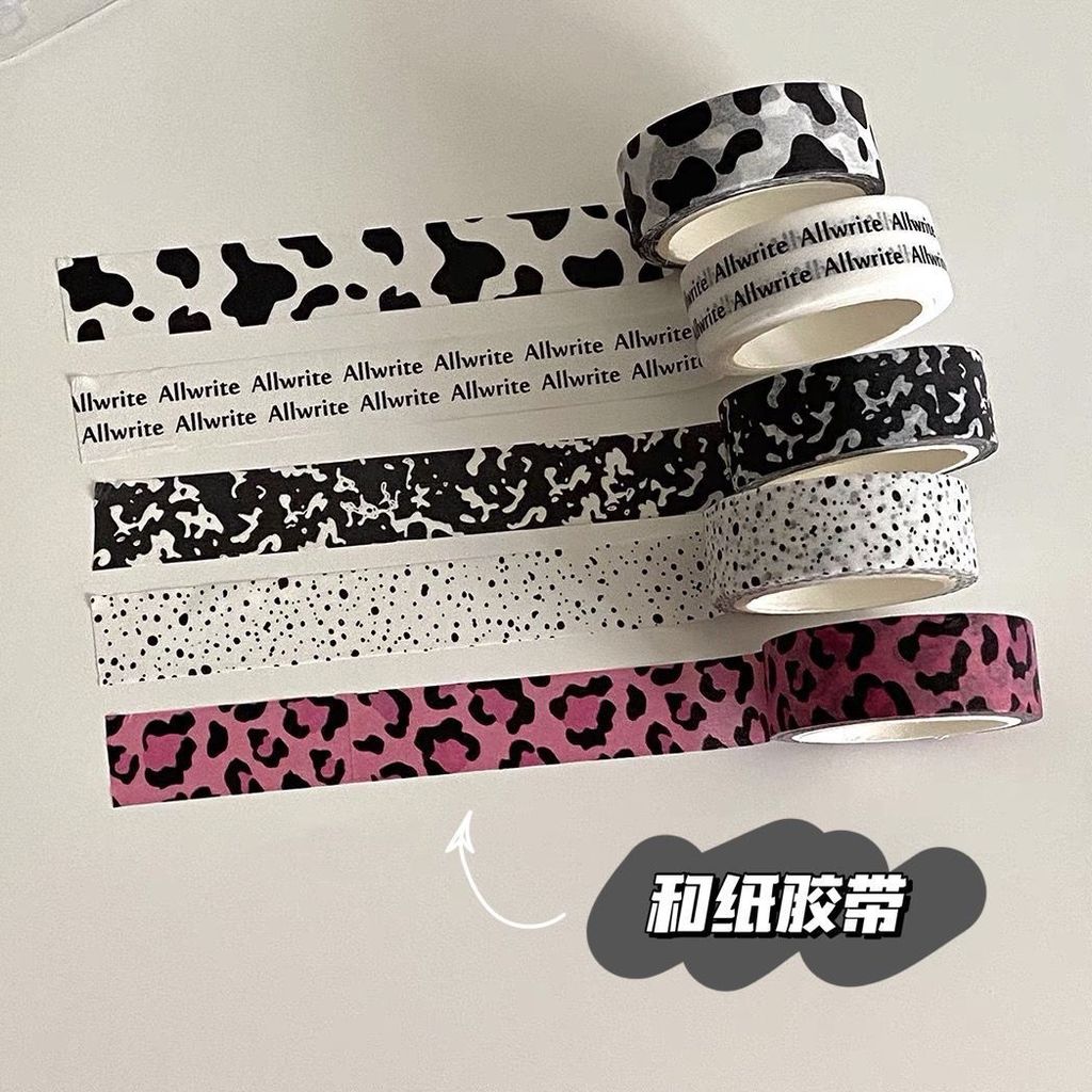 Simple Black White Cow Washi Tape High-value Handbook Photo Decorative Sticker Leopard Print Dot Sti