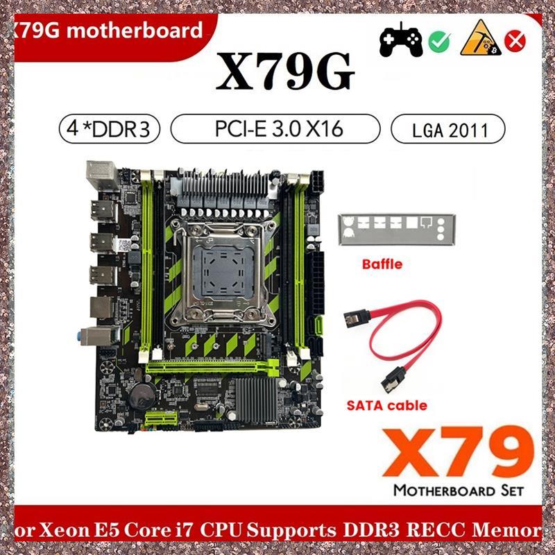 [feidan33.ph] X79G เมนบอร์ด + สาย SATA + Bezel LGA2011 4XDDR3 RECC Slot M.2 NVME PCI-E X16 6XUSB2.0 