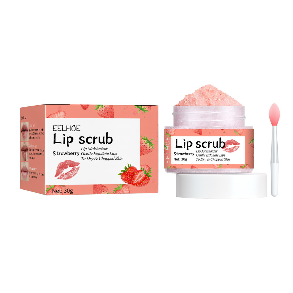 EELHOE Strawberry Lip Scrub Moisturizing Lip Anti-Cracking Moisturizing Exfoliating Phantom สี Diminishing ริมฝีปากรอบมุมปาก