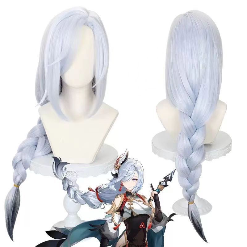 Original God Shenhe Cos Wig Guchen Luhuai Dyed Light Blue Gradient Anime Wig GkJR
