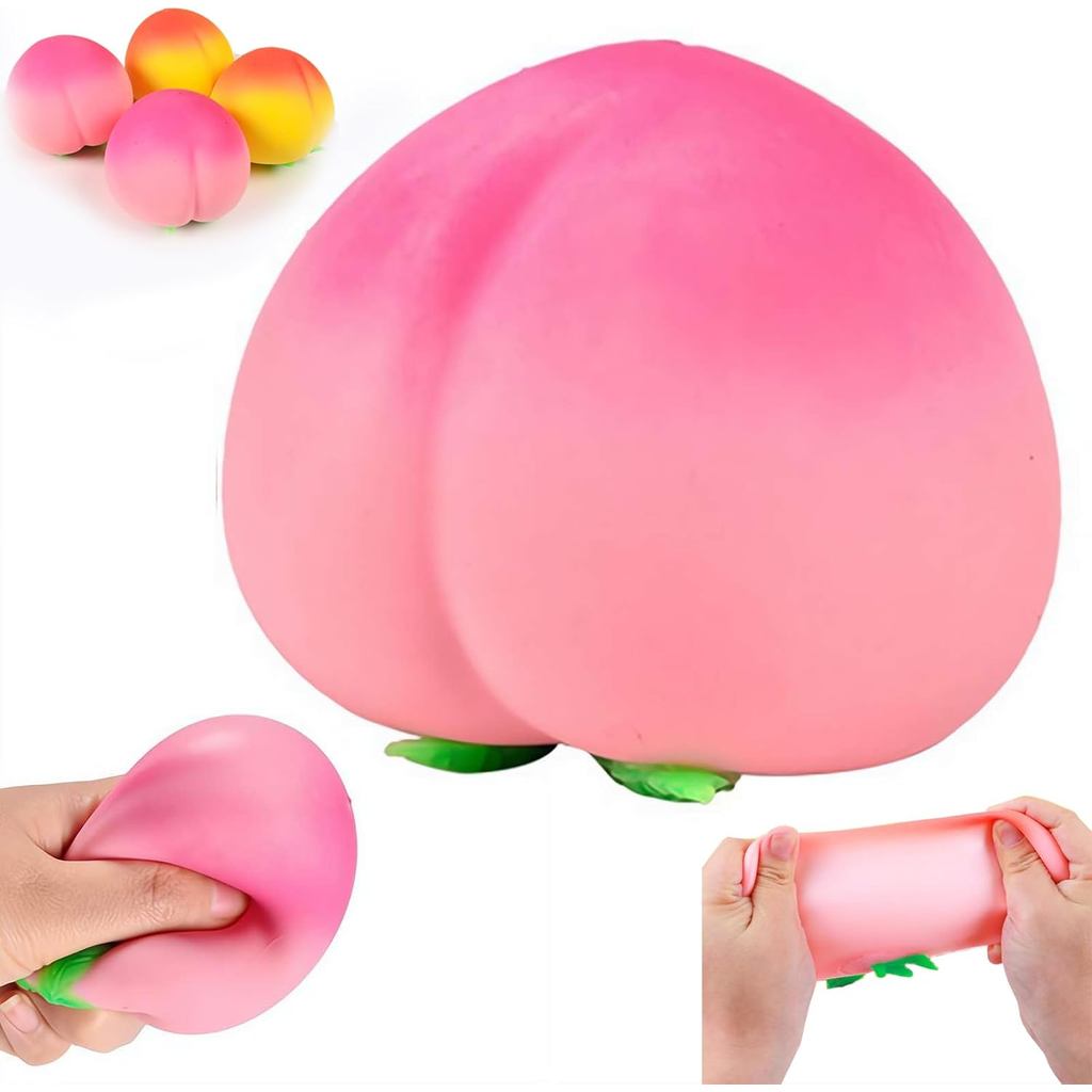 พีช Squishies ของเล่นคลายเครียดที่เพิ่มขึ้นช้า, ผลไม้รูปพีชสมจริงลูกบีบ, พีชบีบใหญ่, ของเล่นอยู่ไม่สุขที่มีความยืดหยุ่นนุ่มบีบอัดสําหรับผู้ใหญ่