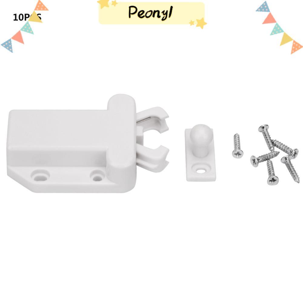 PEONY 10 ชิ้น Cupboard Touch Release Latches, White Beetle ตู้ประตู Rebounder, ทนทาน Touch Release แ