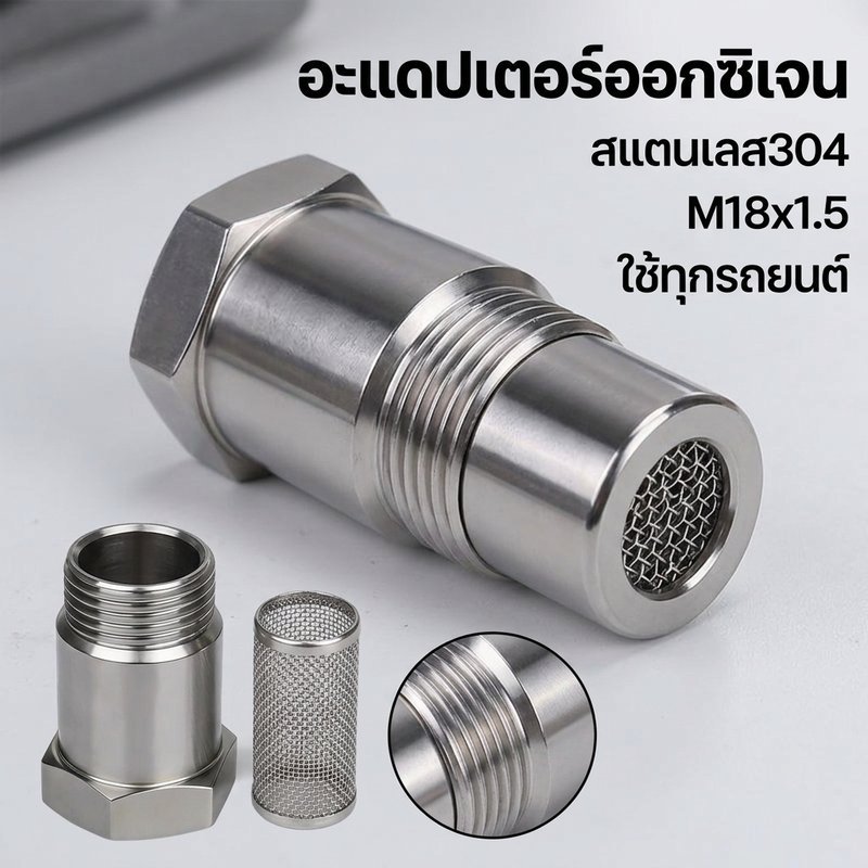 ตัวหลอกเซนเซอร์ออกซิเจน O2 M18x1 5 สแตนเลส 304 กันสนิม ติดตั้งง่าย รองรับท่อไอเสียรถยนต์