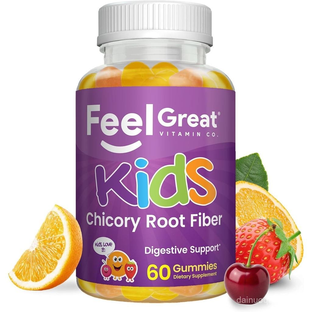 The Feel Great Company Fiber สําหรับช่องย่อยอาหาร |  บรรเทาสําหรับ  | ไฟเบอร์เคี้ยวรสวาย  | เจ | 60 