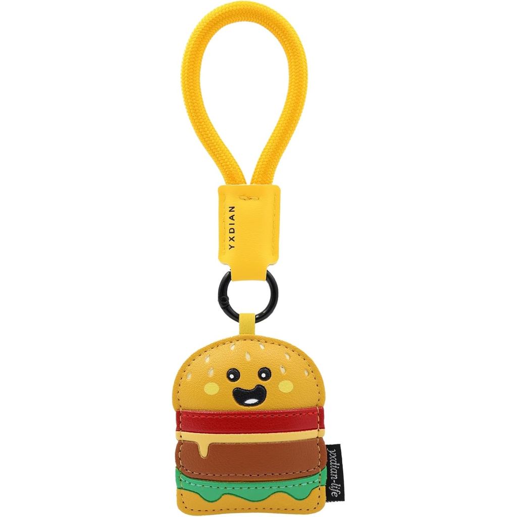 MC Fashion PU Leather 3D Food Bag Charm - Cute Pizza/Burger/Donnut Keychain for Keys, Purse, Bag Acc