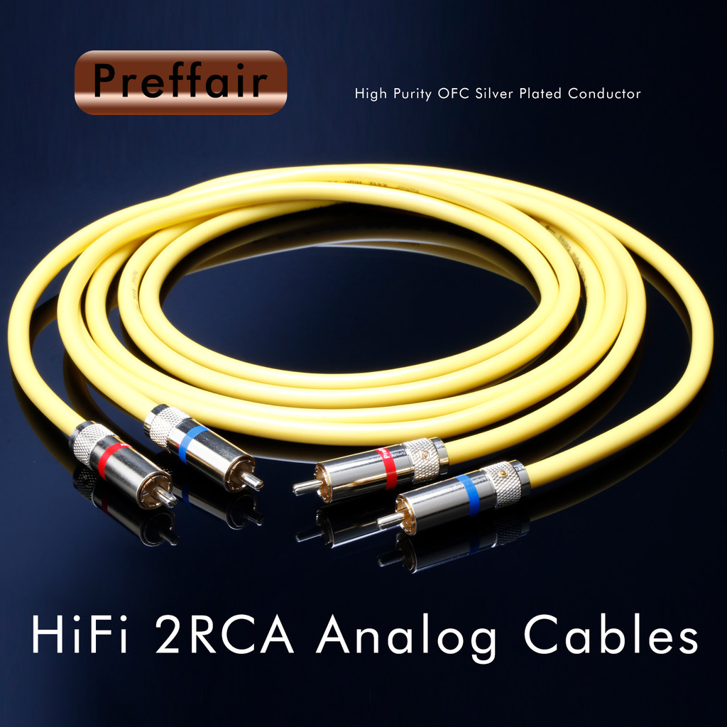 Prefair Silver-Plated Fever Grade RCA Signal Cable Double Lotus Audio Cable Audio Power Amplifier Co