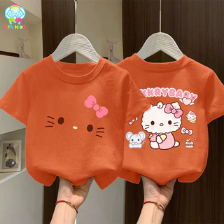 【ส่งจากกรุงเทพฯ】NFV KIDS รุ่นใหม่มาแรง💖เสื้อยืดแขนสั้นเด็ก ระบายอากาศ ลายพิมพ์แมวน่ารัก oversize สะดวกสบาย YG5561