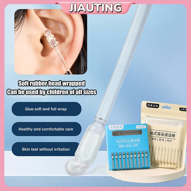 JIAUTING 24 ชิ้น/กล่องทิ้ง Stiy Ear Digger Pi Reusable EAR Cleaner Soft EAR Wax Removal เครื่องมือ Earwax Remover สําหรับอายุมากกว่าผู้ใหญ่เด็ก JIAUTING
