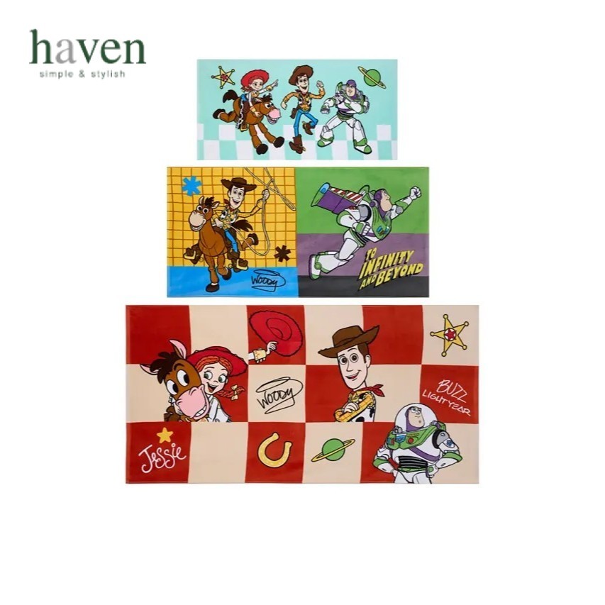 Haven x Toy Story ผ้าขนหนู ลาย Woody & Friend ซึมซับน้ำได้ดีเยี่ยม แห้งไว ไม่อับชื้น