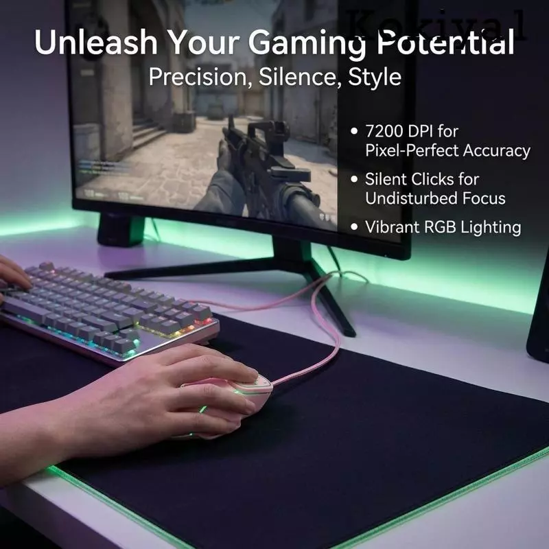 เมาส์เกมมิ่งมีสาย RGB แบบเงียบ ปรับความเร็ว 4 ระดับ thumbnail 10