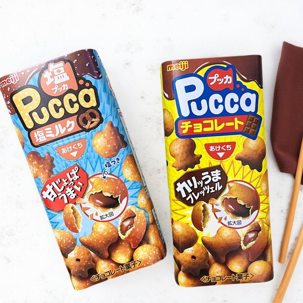 พร้อมสต็อก จัดส่งที่รวดเร็ว meiji meiji pucca ช็อกโกแลตนม ซอสรสนม บิสกิตแซนวิช ของว่างสําหรับเด็ก042