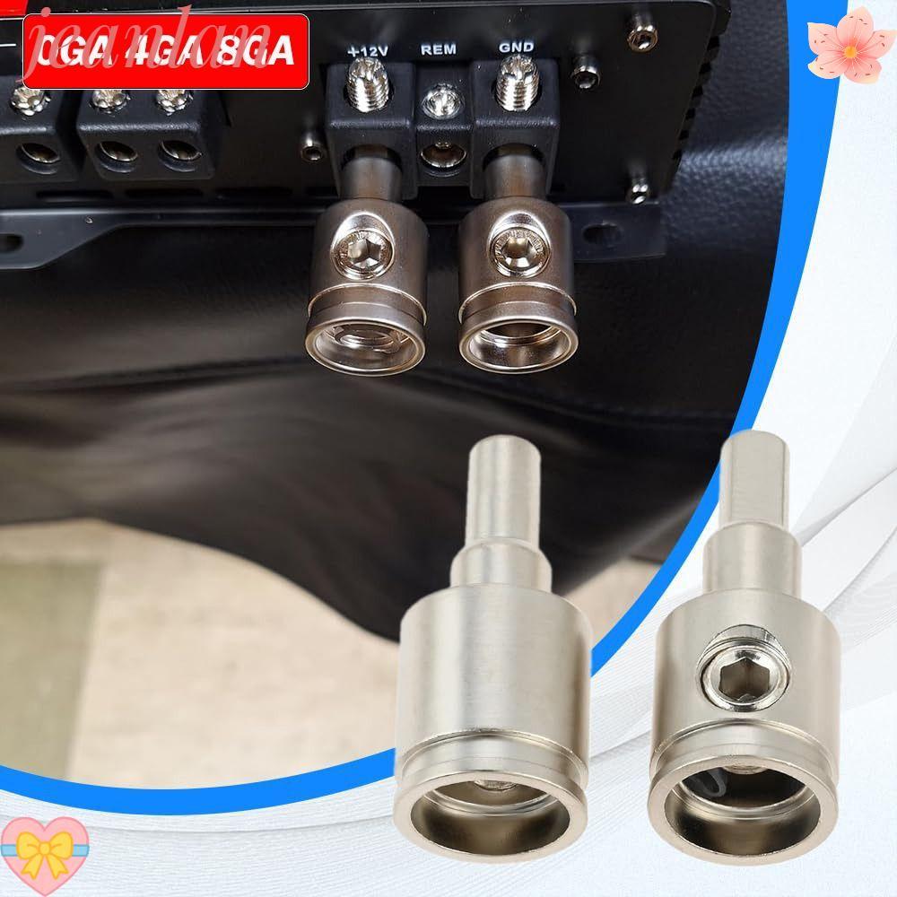 ขั้วต่อเครื่องเสียงรถยนต์ JLAN, 0GA 4GA 8GA Gold Silver Car Speaker Wire Terminal, อะแดปเตอร์อินพุต 
