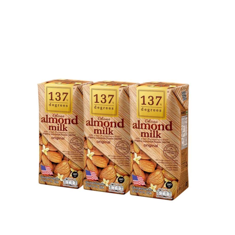 [สินค้าส่งด่วน] 137 ดีกรี นมอัลมอนด์สูตรดั้งเดิม 180มล แพ็ค 3 137 DEGREES ALMOND MILK ORIGINAL 180ML PACK 3