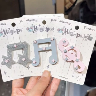 Niche Design Glitter Note กิ๊บติดผมหน้าม้าคลิปสาวหวาน Star Side Clip