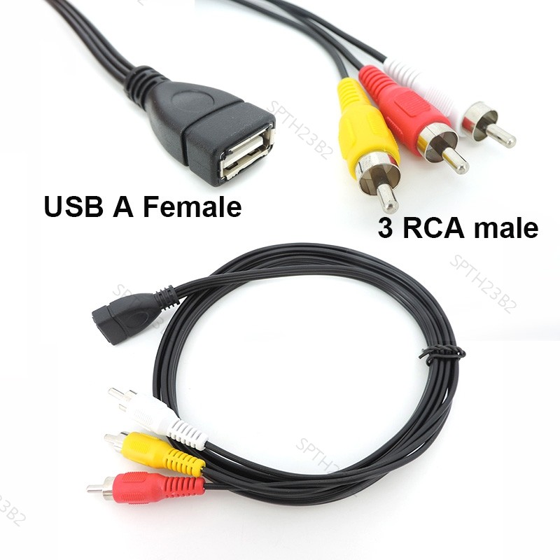 USB 2.0 Female to 3 RCA Male Video A/V Adapter เหมาะสําหรับอุปกรณ์ AV TH23B2