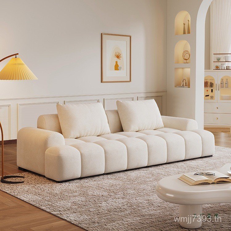 กํามะหยี่ห้องนั่งเล่นโซฟาผ้าเช่าบ้านโซฟาพรีเมี่ยมครีมสไตล์ B & B Apartment Fu Simple Bubble Straight